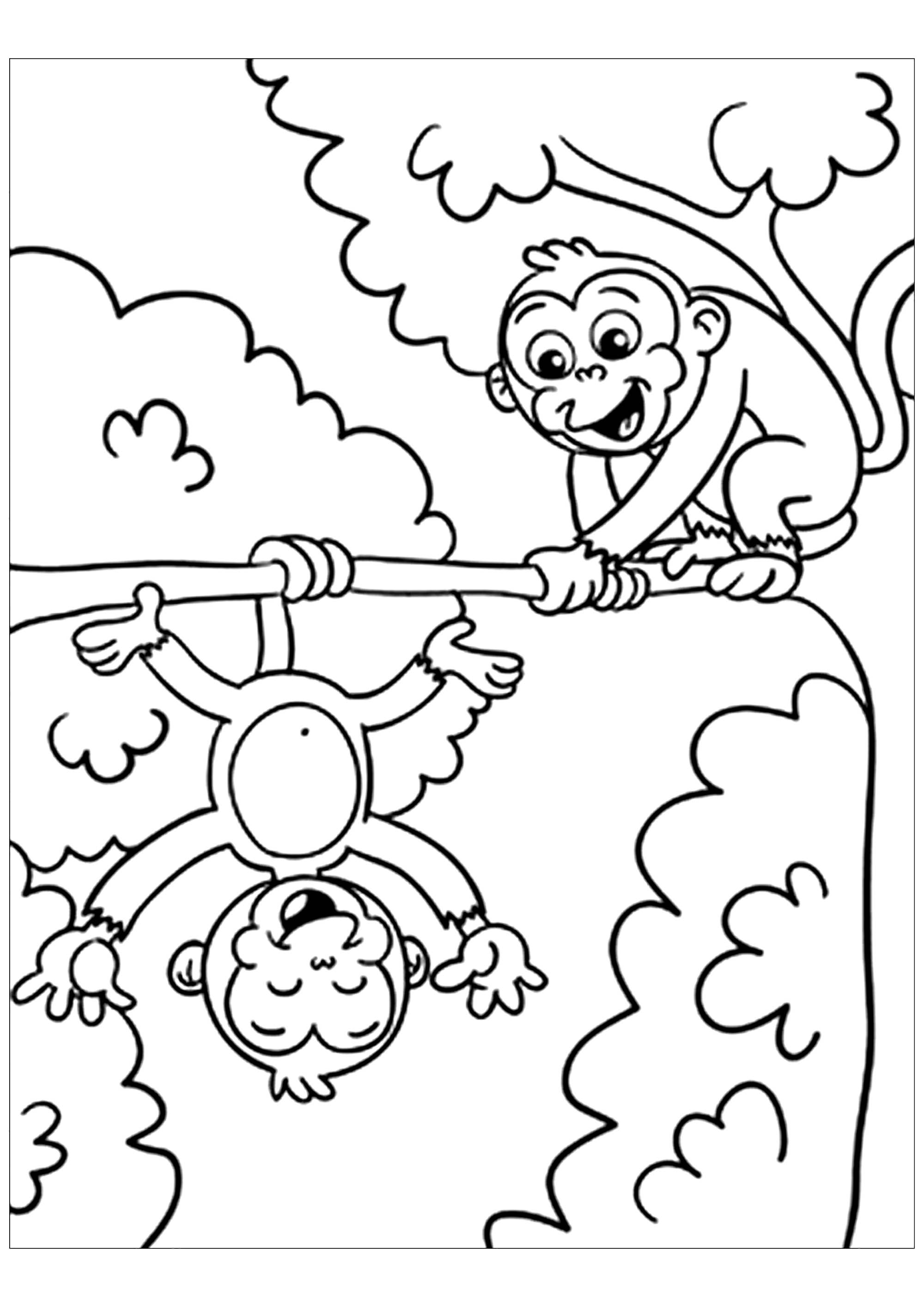 Coloring Pages Of Monkeys Monkeys To Print For Free Monkeys Kids Coloring Pages