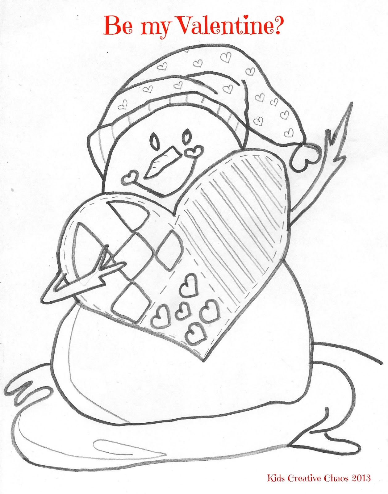 Coloring Pages Of Snowmen Free Valentines Coloring Page Printable Snowman Kids Creative Chaos