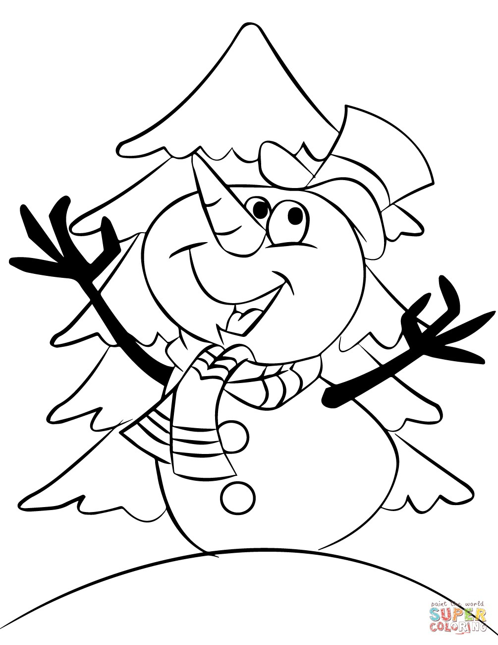 Coloring Pages Of Snowmen Snowman Cartoon Black White Coloring Page Snow Pages 2 Telematik