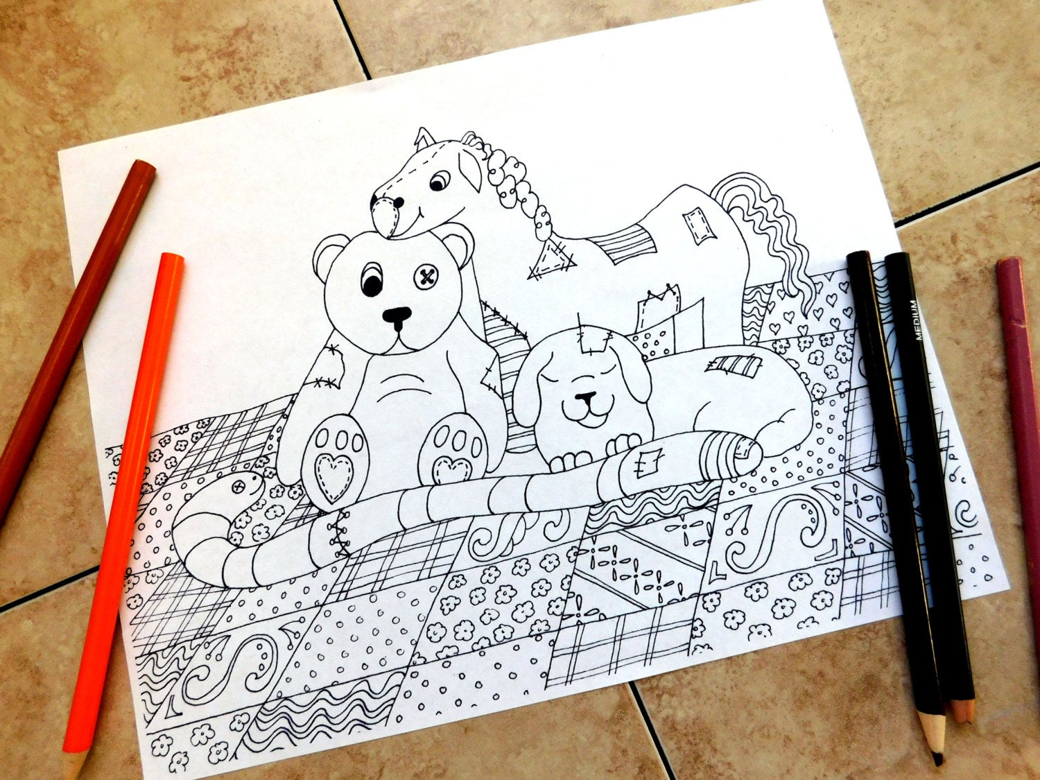 Coloring Pages Of Stuffed Animals Stuffed Animals Coloring Pages Adult Coloring Page Teddy Bear Patchwork Quilt Coloring Page Coloring Page Printable