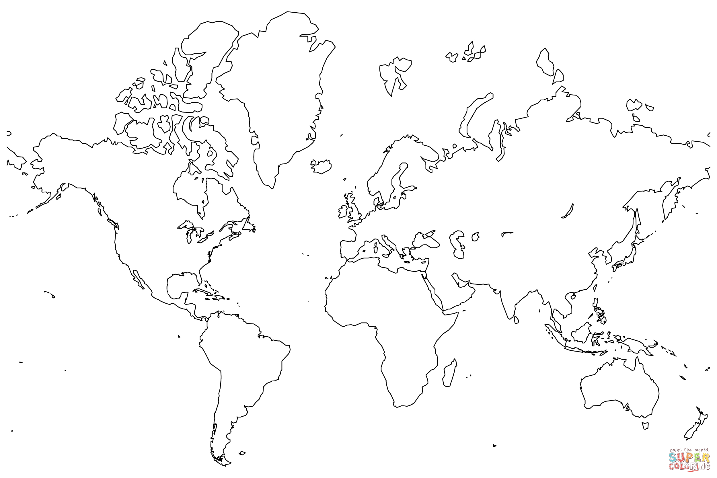 Coloring Pages Of The World Blank Map Of The World Coloring Page Free Printable Coloring Pages