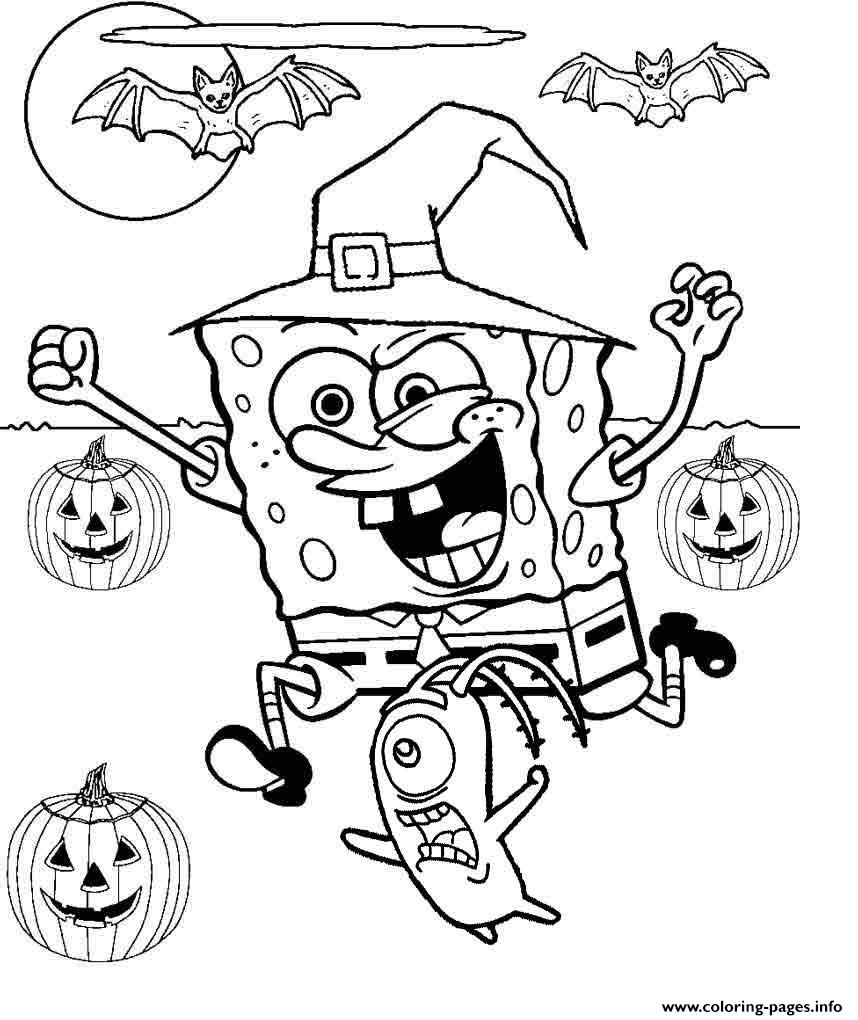 Coloring Pages Online To Print Spongebob Halloween Coloring Pages Printable