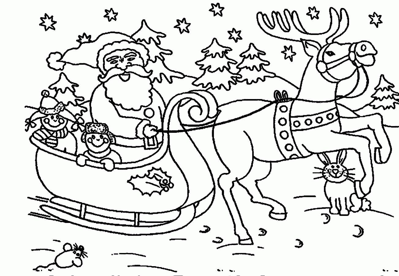 Coloring Pages Santa Best Photos Of Santa Sleigh And Reindeer Coloring Page Santa