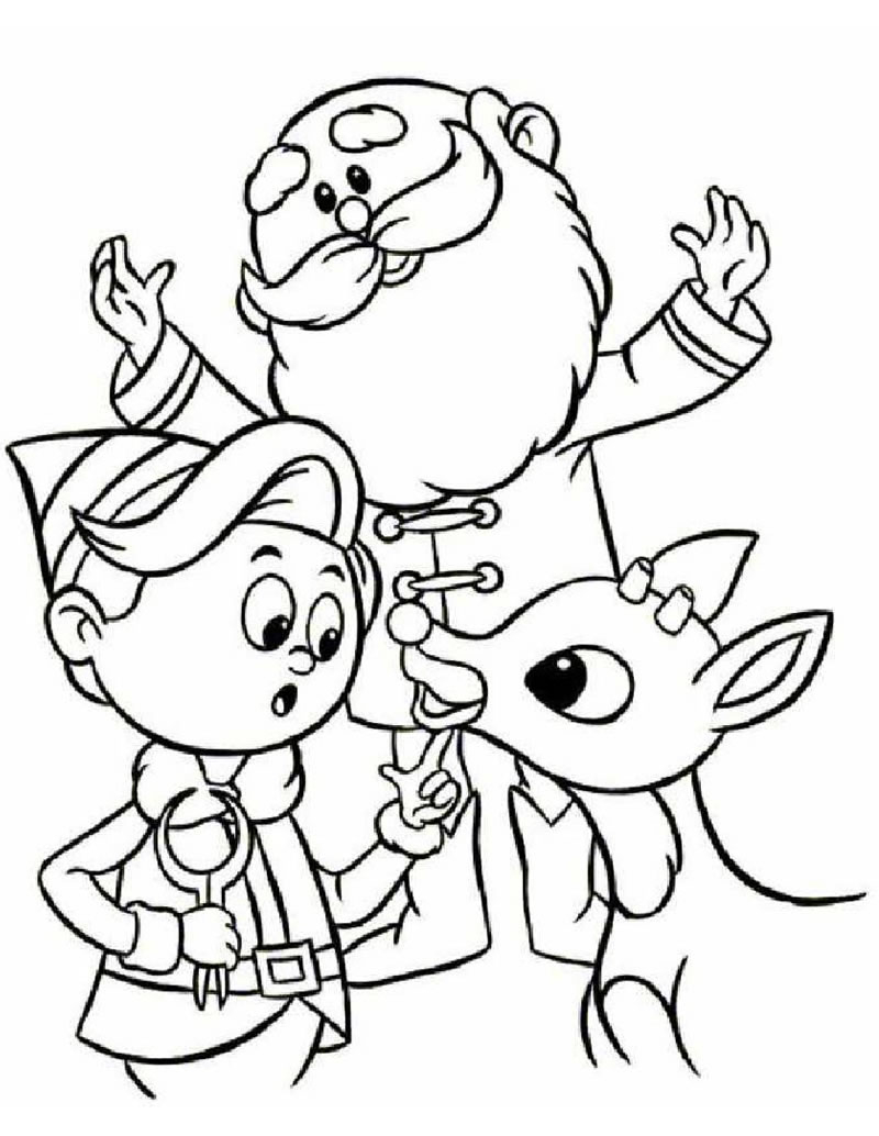 Coloring Pages Santa Rudolph Santa Claus And Hermey The Elf Coloring Pages Hellokids