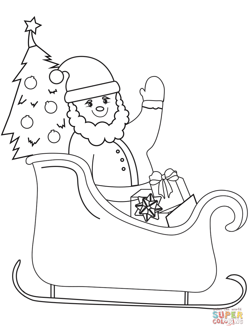 Coloring Pages Santa Santa On Sleigh Coloring Page Free Printable Coloring Pages