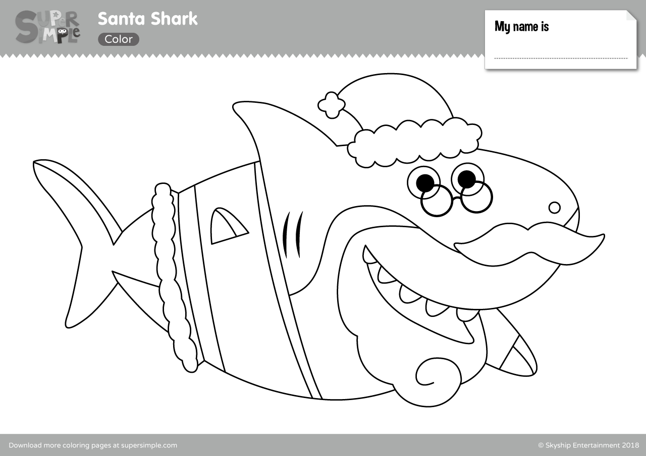 Coloring Pages Santa Santa Shark Coloring Pages Super Simple
