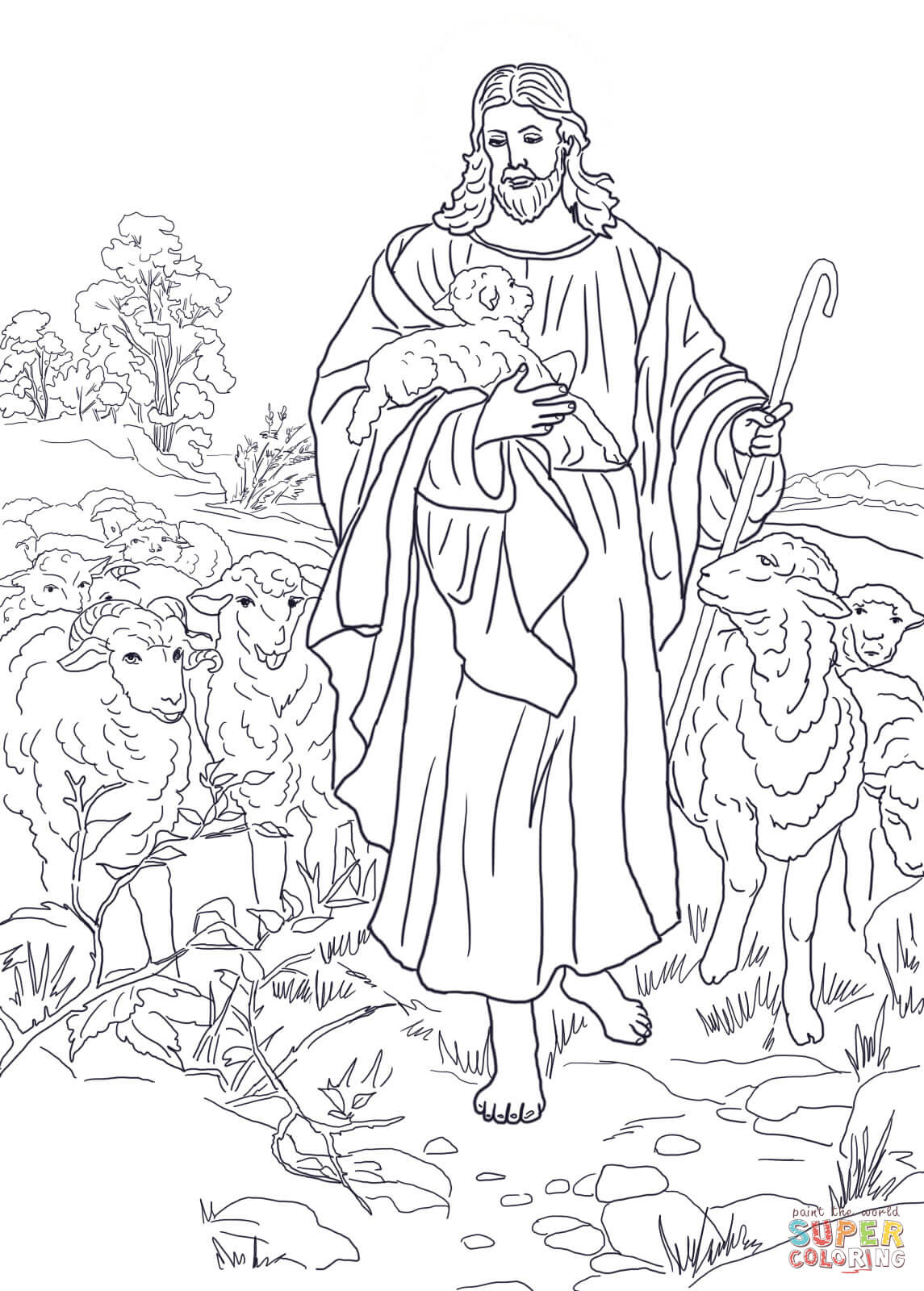 Coloring Pages Sheep And The Shepherd Coloring Ideas Sheep And Shepherd Coloring Page Ideas Jesus Is The