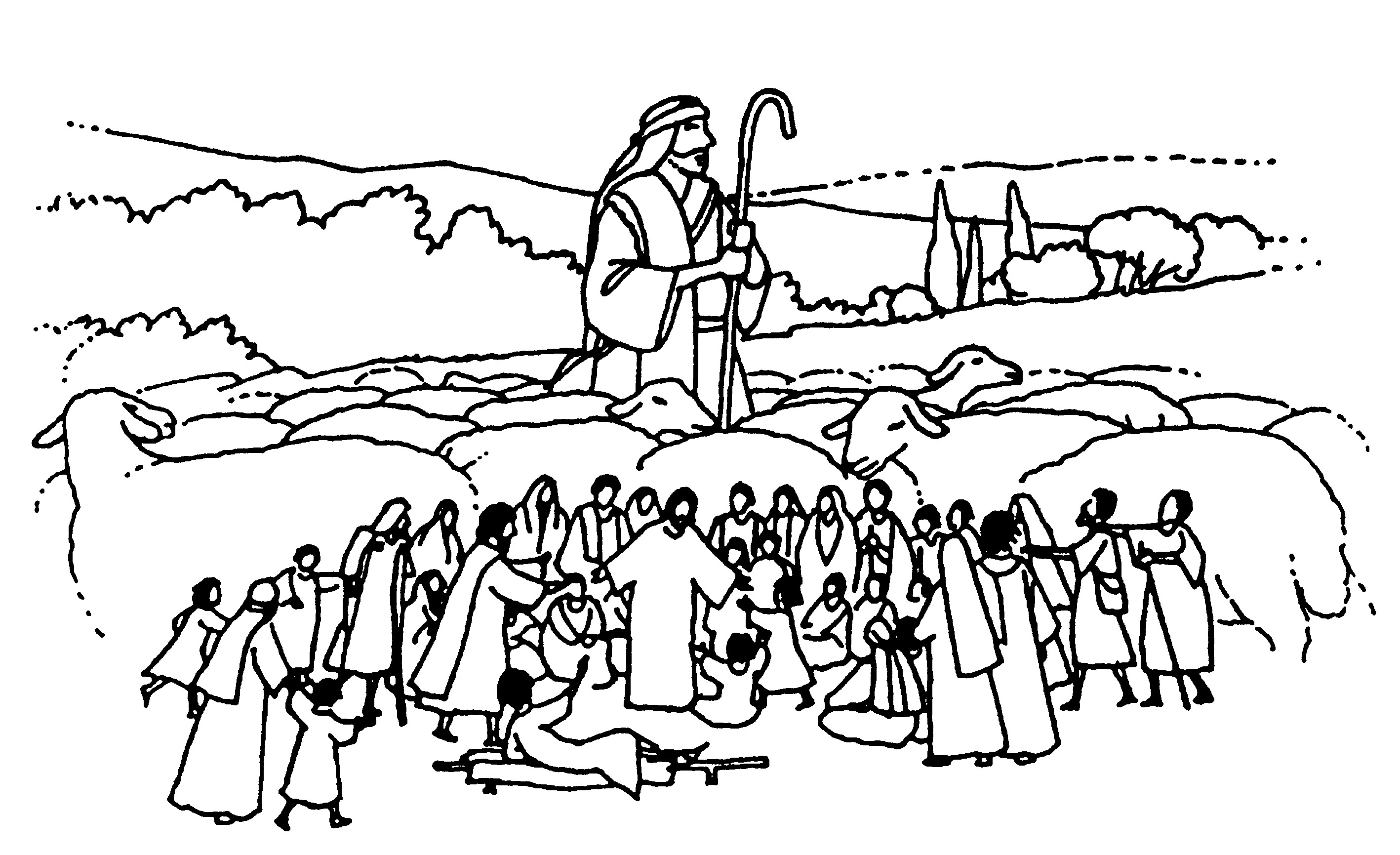 Coloring Pages Sheep And The Shepherd Coloring Pages For Kids Lost Sheep With 7 Shepherd Drawing Parable