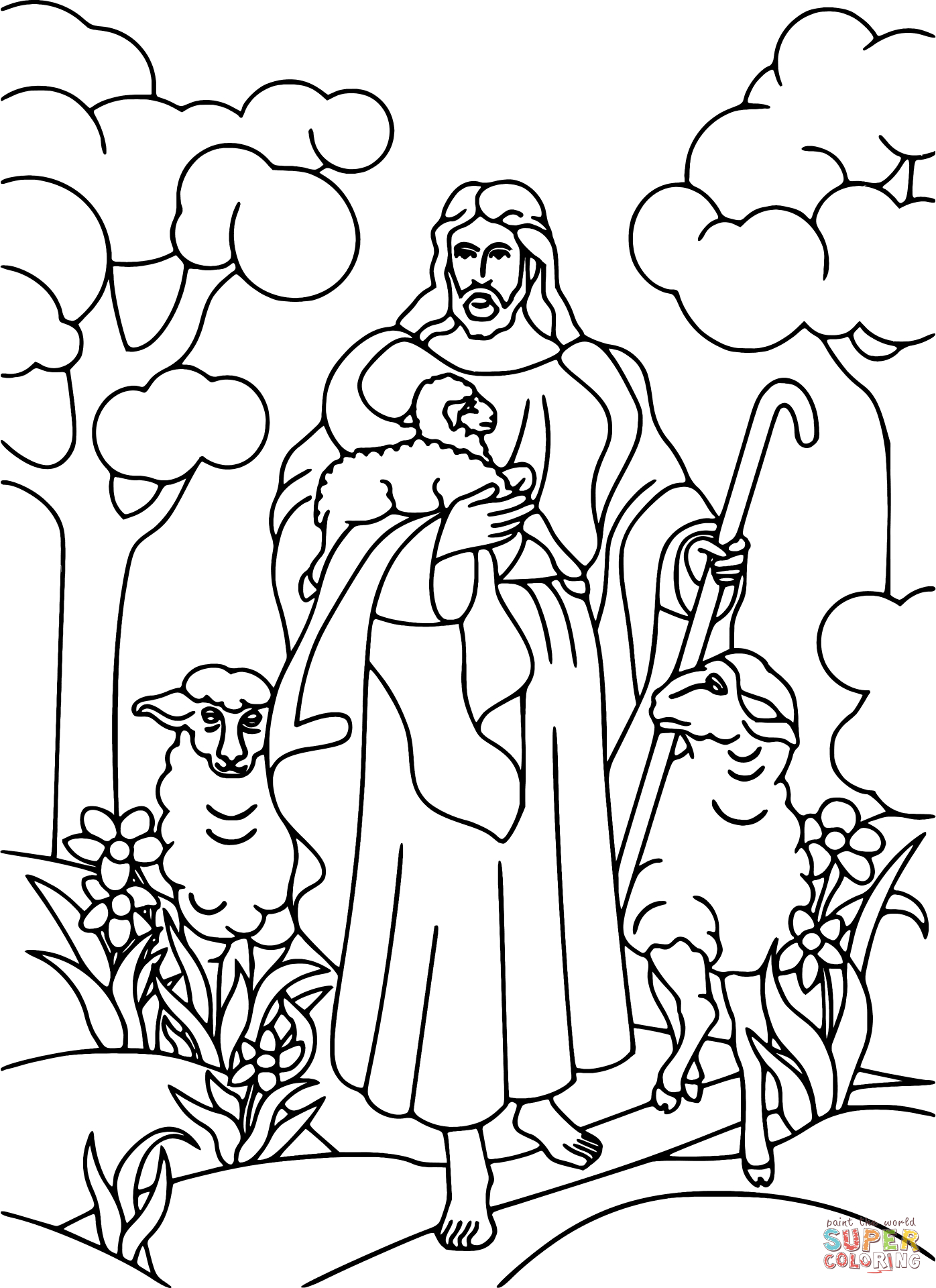 Coloring Pages Sheep And The Shepherd Jesus Holding Lamb Coloring Page Free Printable Coloring Pages