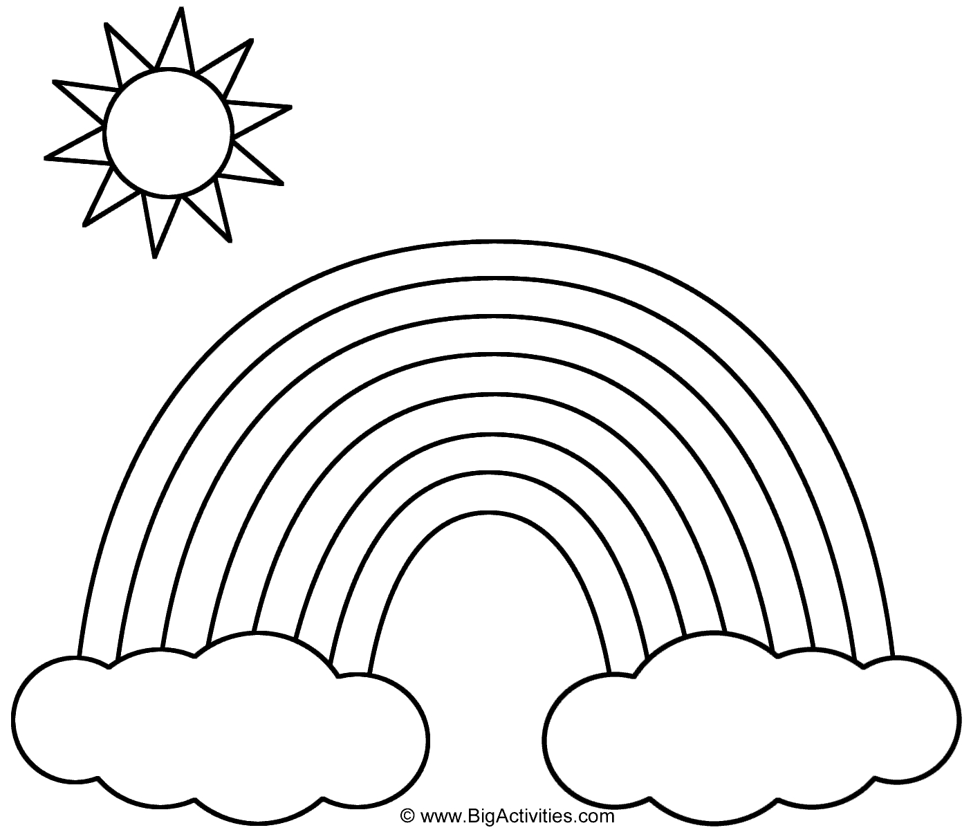 Coloring Pages Sun Rainbow With Clouds And Sun Coloring Page Nature