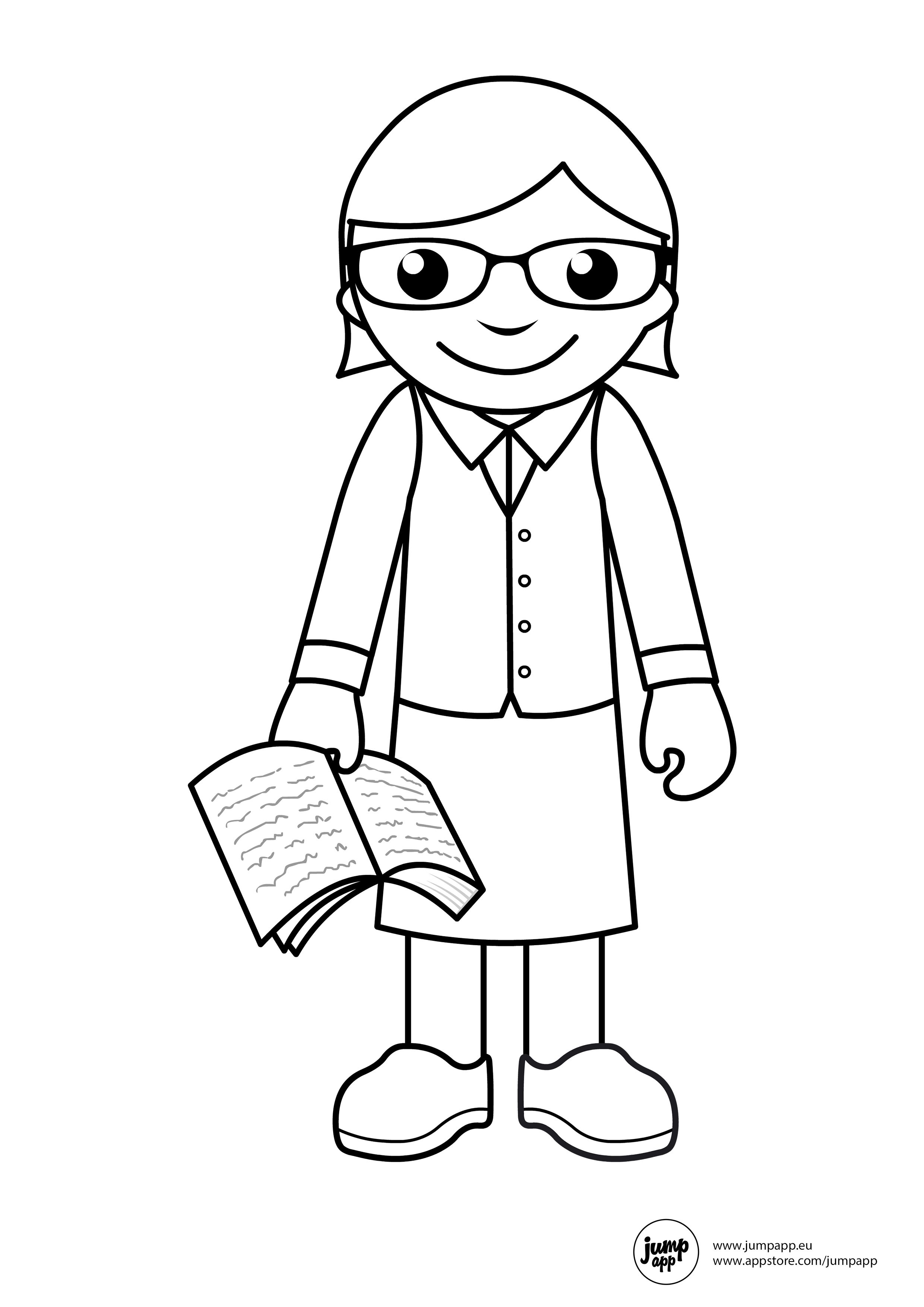 Coloring Pages Teacher Community Helpers Coloring Pages With Teacher Printable Coloring