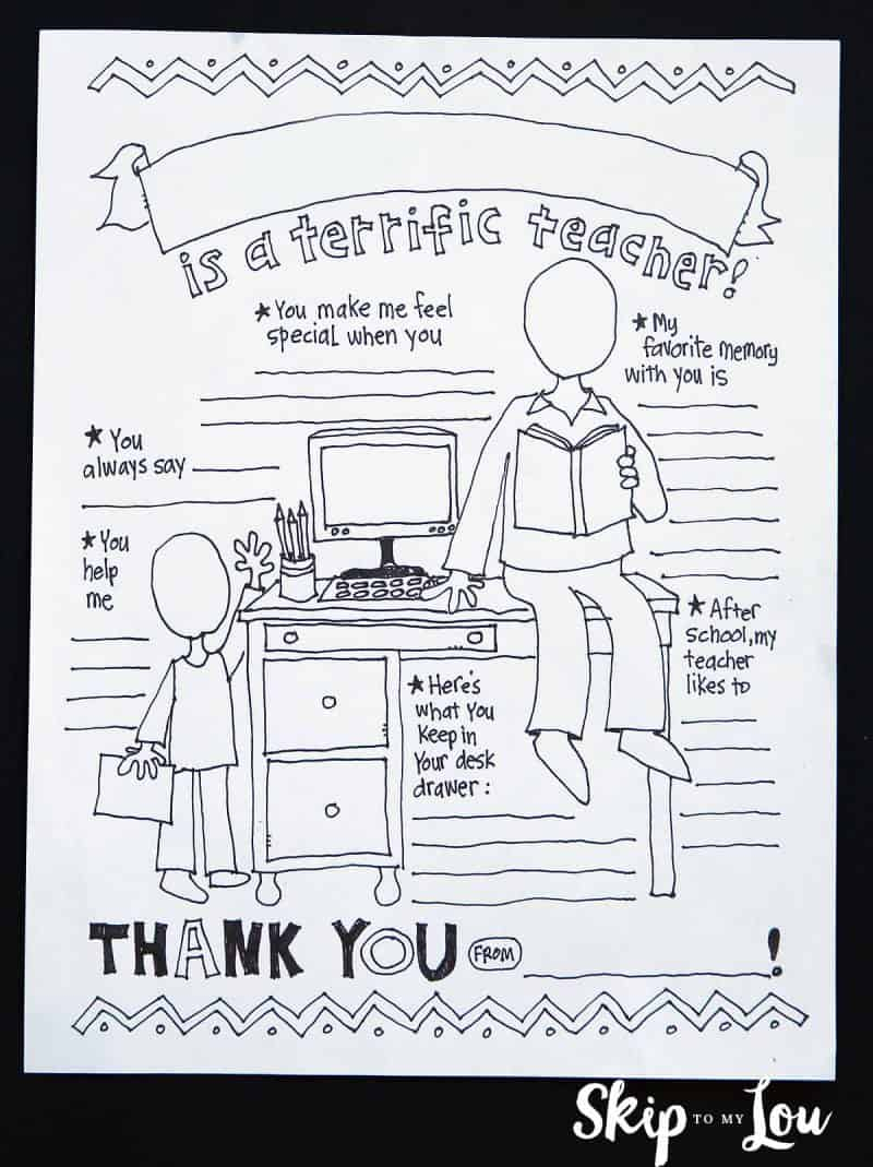 Coloring Pages Teacher My Teacher Coloring Page Teacher Appreciation Gift