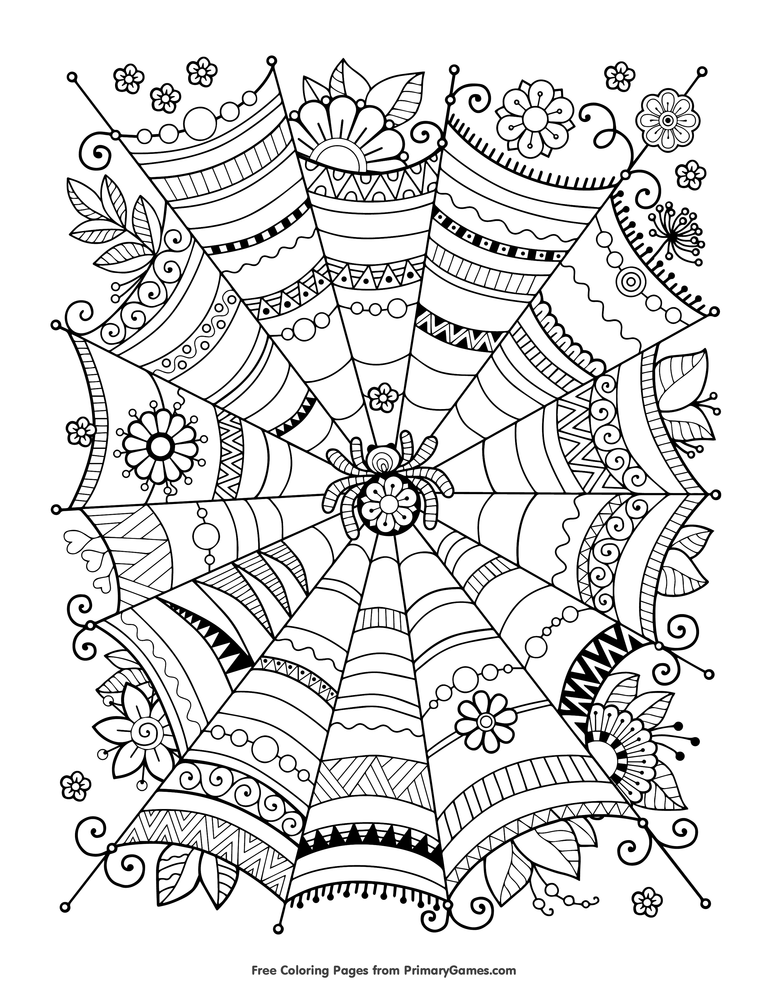 Coloring Pages Zen Coloring Pages Zentangle Spider Web Coloring Page Pages Summer For