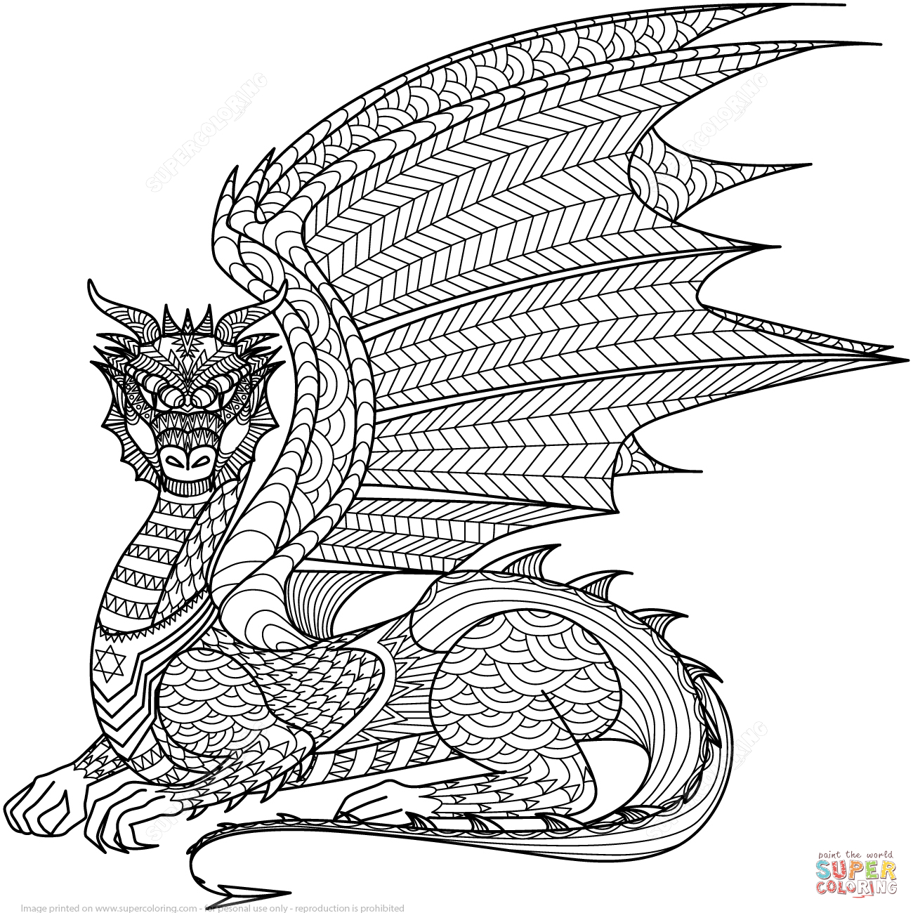 Coloring Pages Zen Dragon Zentangle Coloring Page Free Printable Coloring Pages
