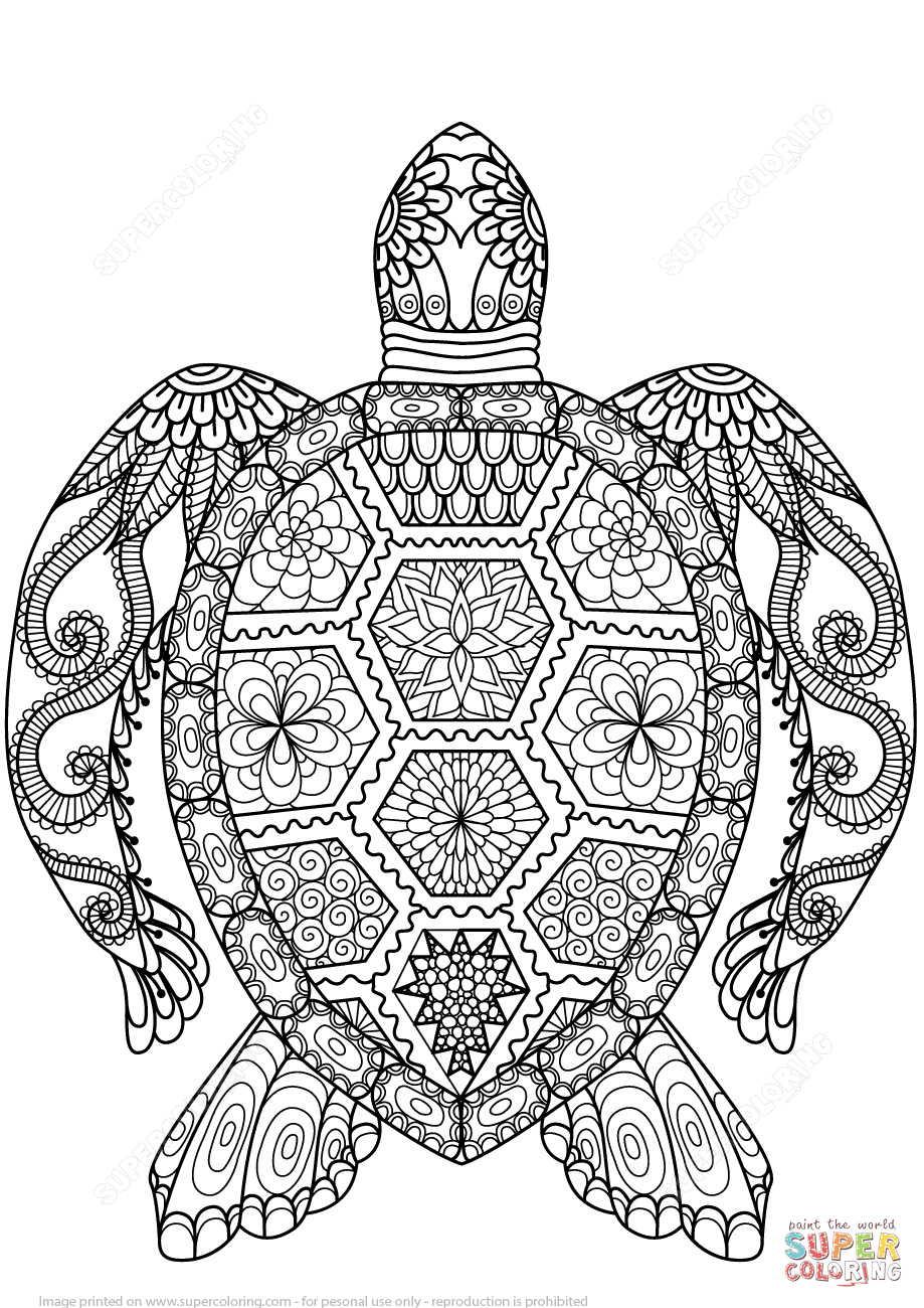 Coloring Pages Zen Turtle Zentangle Coloring Page Free Printable Coloring Pages