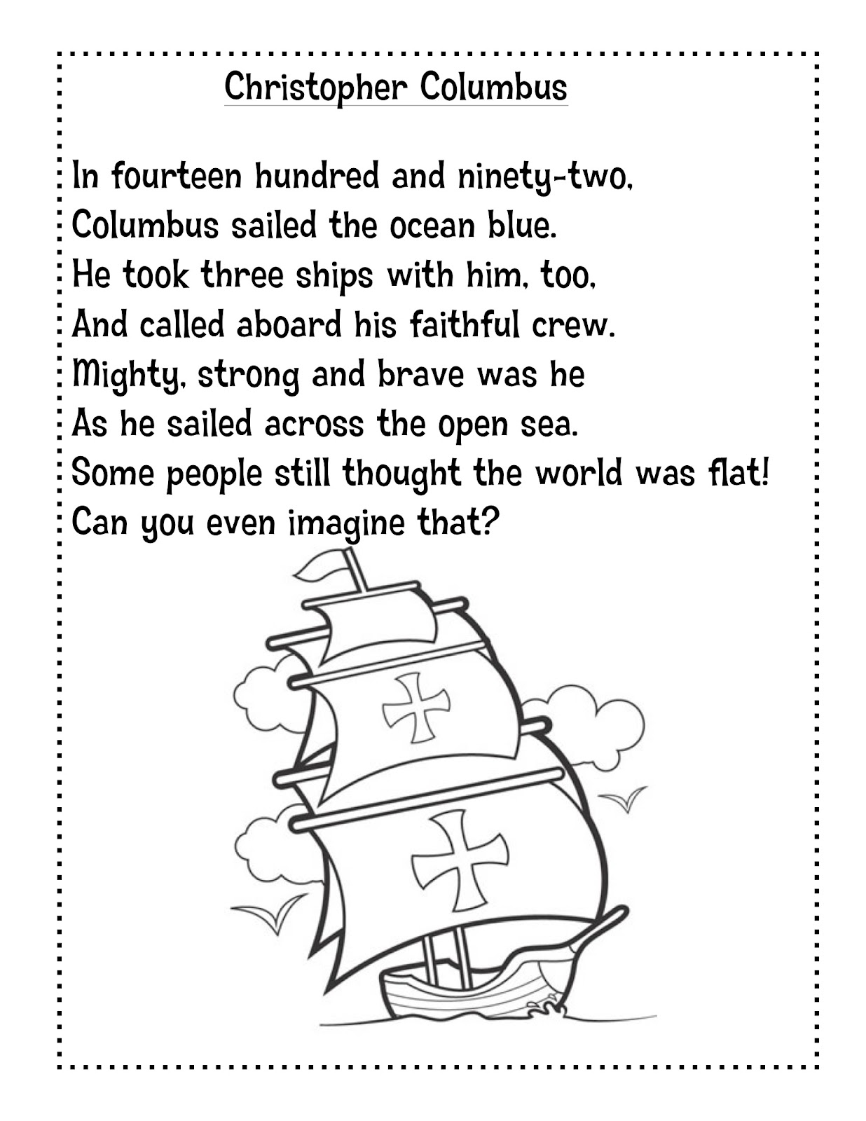 Columbus Ships Coloring Pages Just 4 Teachers Sharing Across Borders Unit 5 Week 3 Columbus