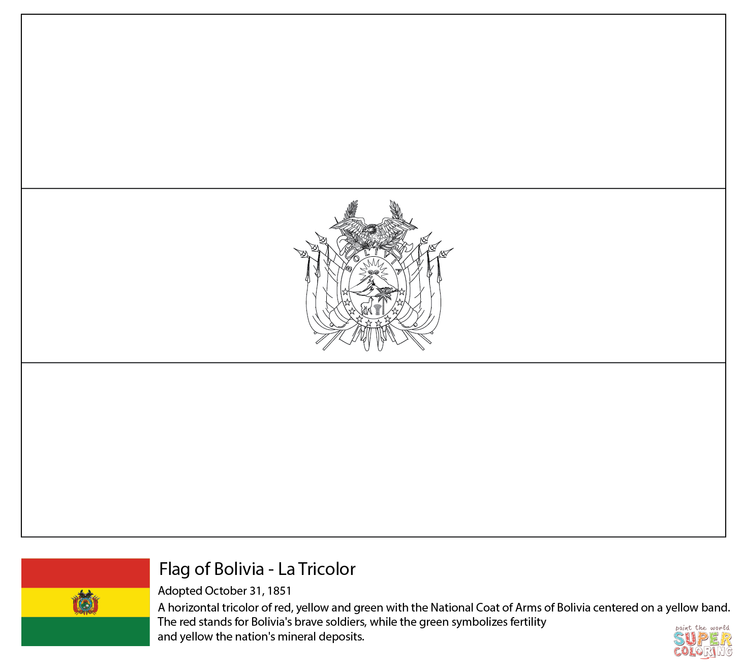 Countries Coloring Pages Flag Of Bolivia Coloring Page Printable Coloring Page For Kids
