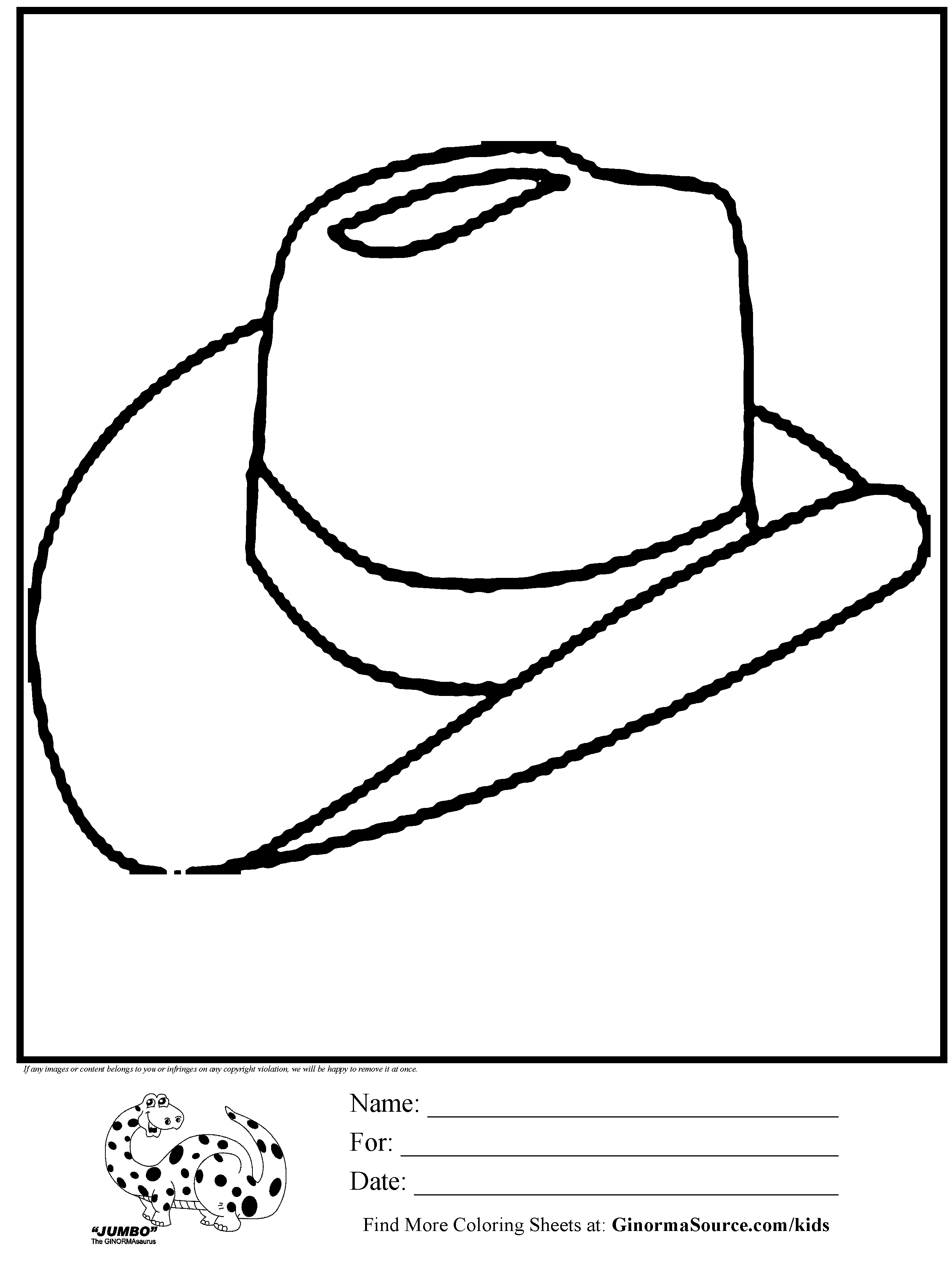 Cowboy Hat Coloring Pages Coloring Page Cowboy Hat Ginormasource Kids