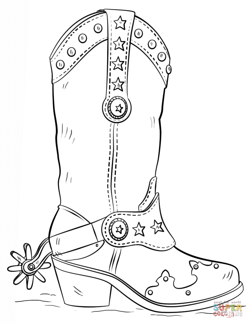 Cowboy Hat Coloring Pages Cowboy Boot Coloring Page Free Printable Coloring Pages