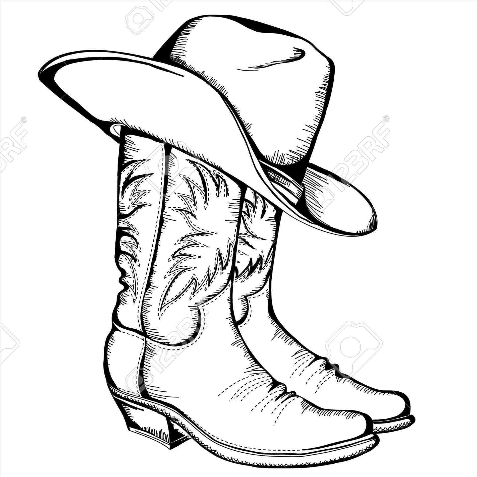 Cowboy Hat Coloring Pages Cowboy Boot Drawingrhanimalialifeclub Hat Coloring Page In Boots