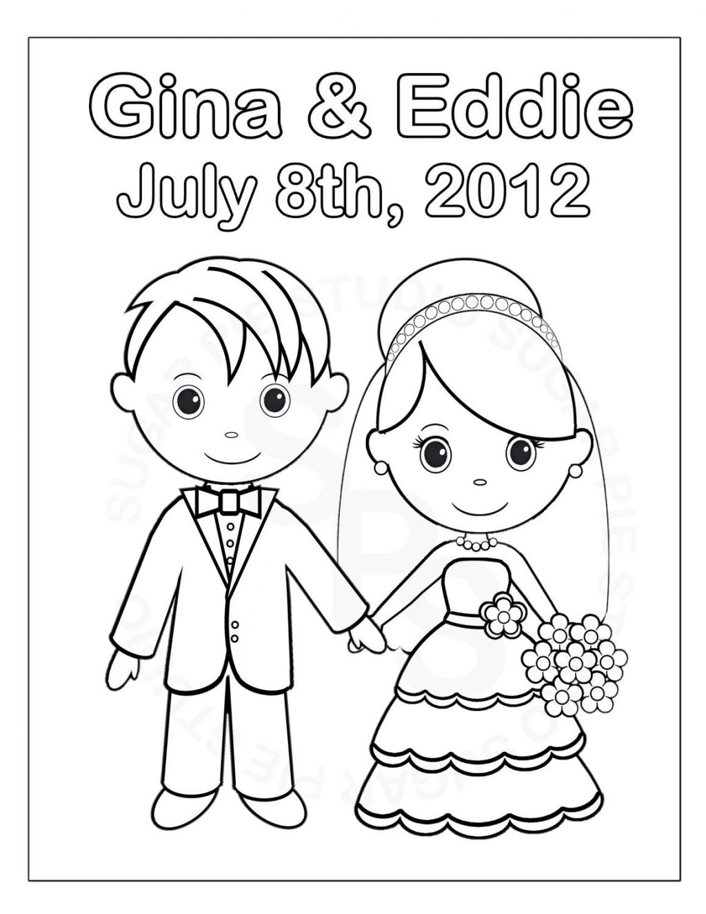 Customized Coloring Pages Coloring Pages Personalized Printable Bride Groom Wedding Party
