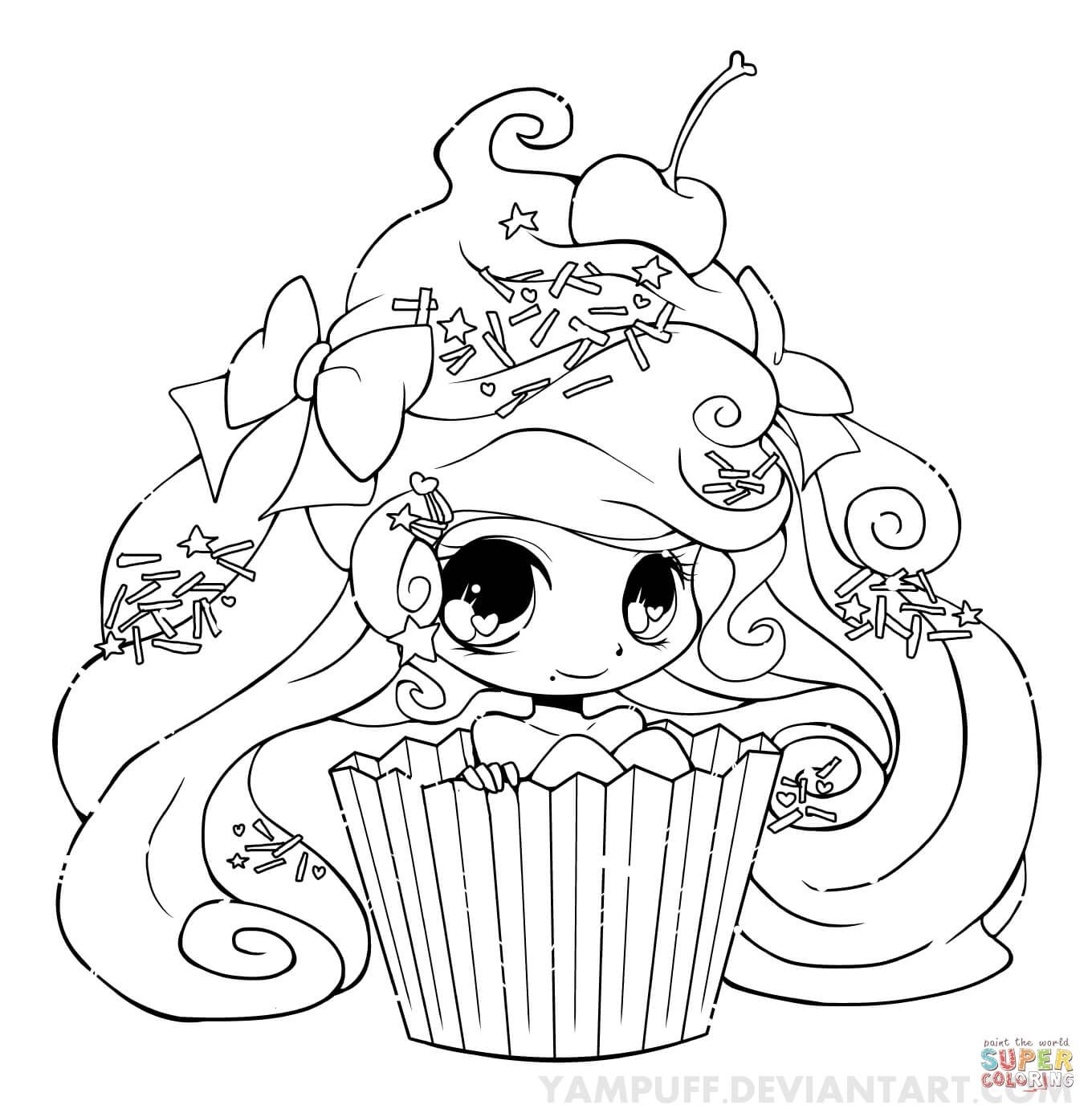 Cute Girl Coloring Pages Coloring Chibi Cupcake Girl Coloring Page From Anime Girls
