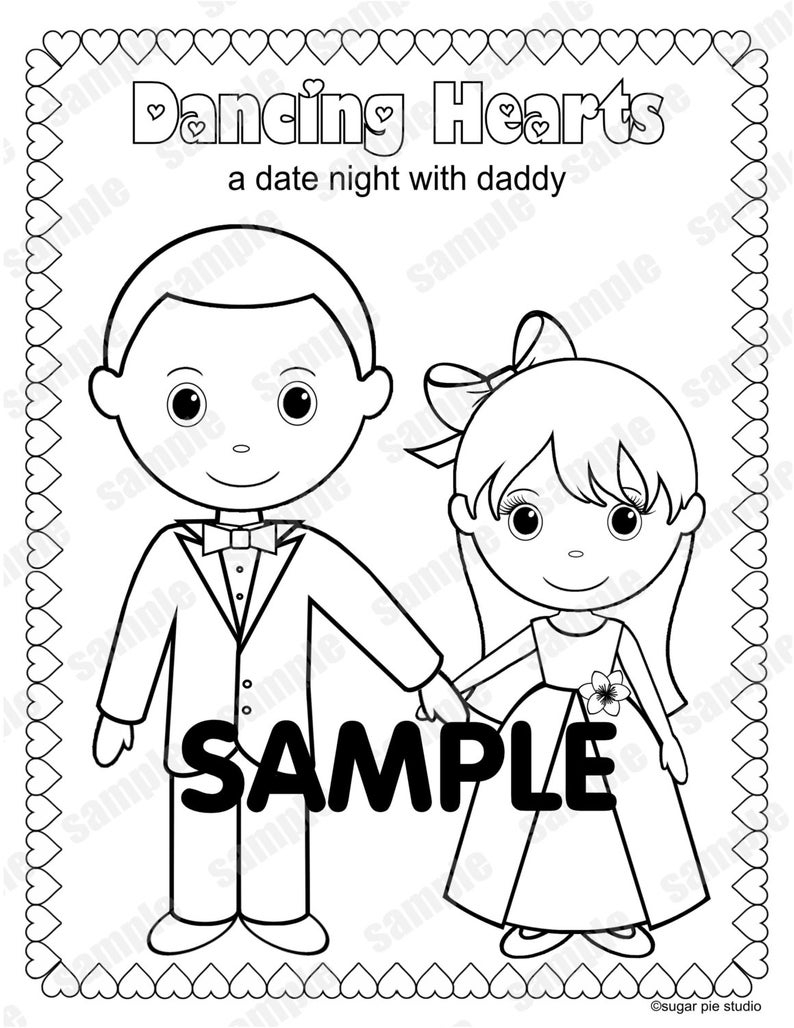 Dancing Coloring Page Father Daughter Dance Coloring Page Activity Personalized Printable Pdf Or Jpeg File