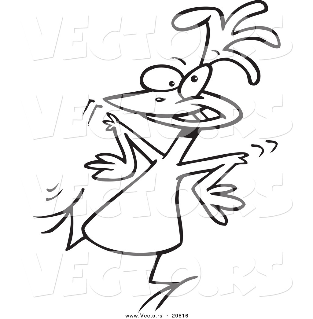 Dancing Coloring Page Vector Of A Cartoon Chicken Dancing Coloring Page Outline