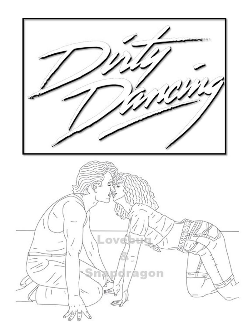 Dancing Coloring Pages Dirty Dancing Digital Coloring Book Instant Printable Pdf File Travel Activity Rainy Day Activity Art Therapy Coloring Pages Romance