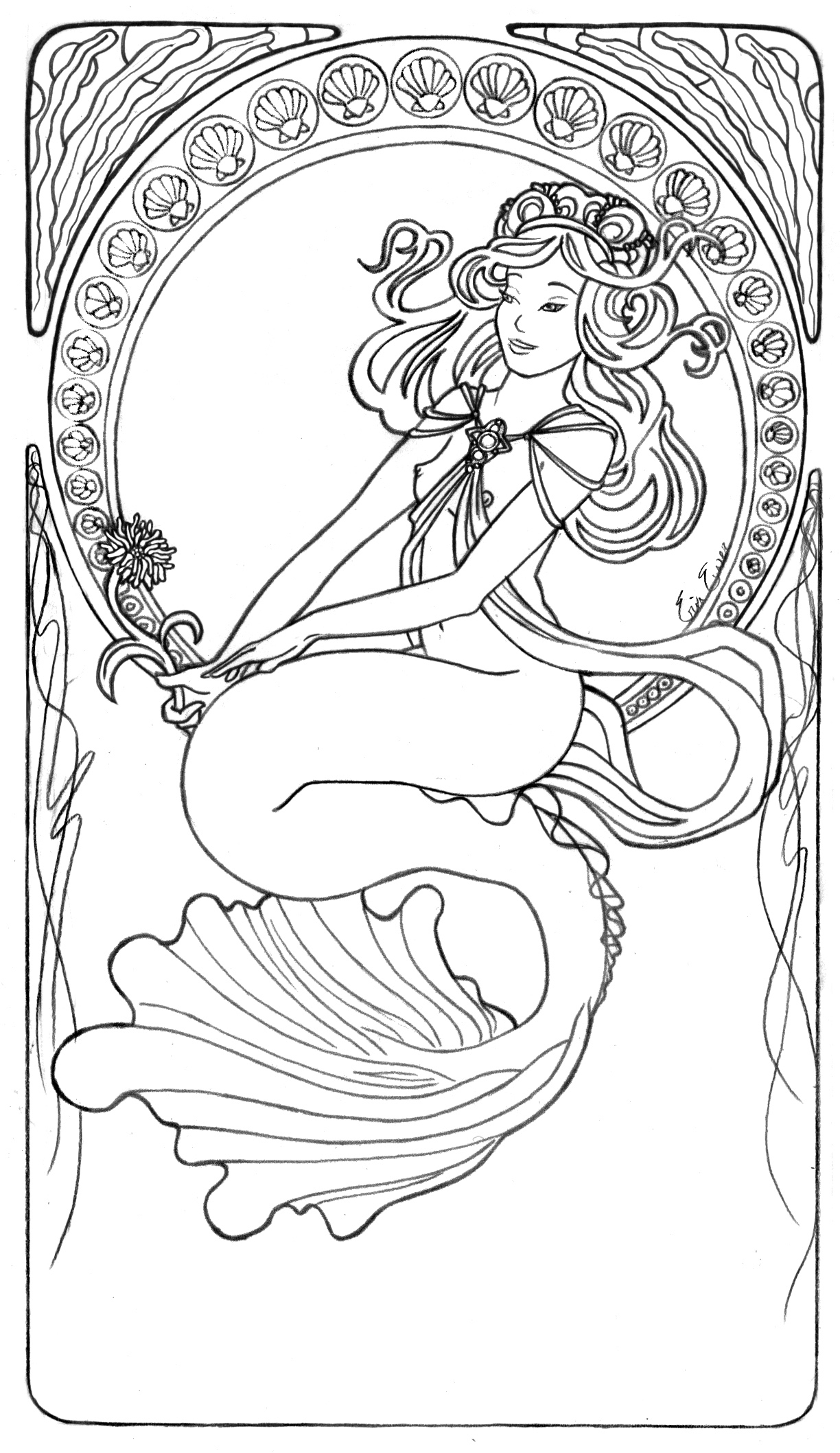 Detailed Mermaid Coloring Pages Collection Mermaid Coloring Pages For Adults Pictures