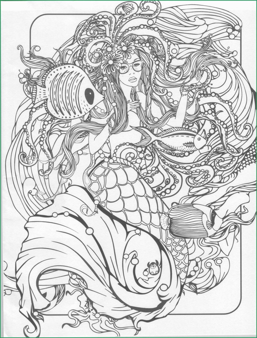 Detailed Mermaid Coloring Pages Coloring Mermaid Coloring Book For Adults Pages Printable Luxury