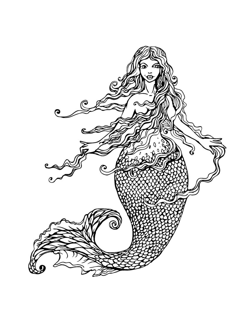 Detailed Mermaid Coloring Pages Coloring Page Mermaid Coloring Pages For Adults Page Best Book