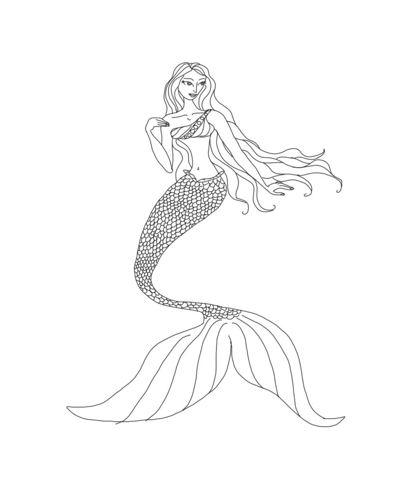 Detailed Mermaid Coloring Pages Coloring Printable Mermaid Coloring Pages For Kids Free With