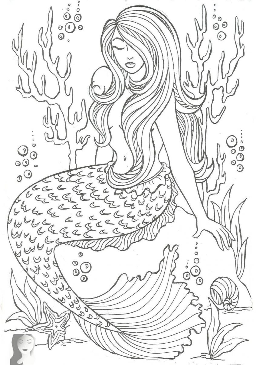 Detailed Mermaid Coloring Pages Coloring Realistic Mermaids Very Coloring Pages For Kids With