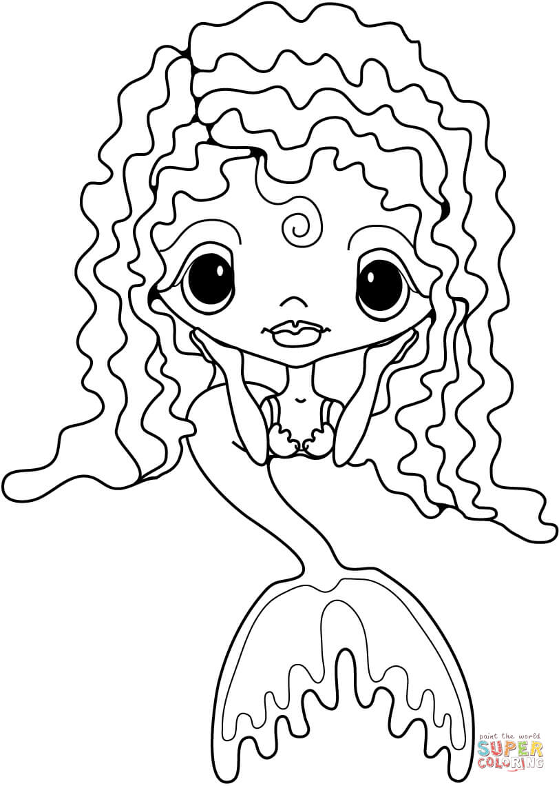 Detailed Mermaid Coloring Pages Cute Little Mermaid Coloring Page Free Printable Coloring Pages
