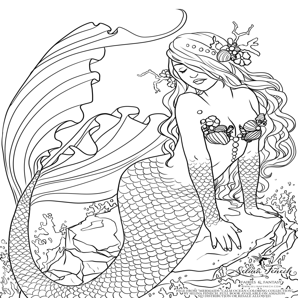 Detailed Mermaid Coloring Pages Realistic Mermaid Coloring Pages Free Books With Detailed