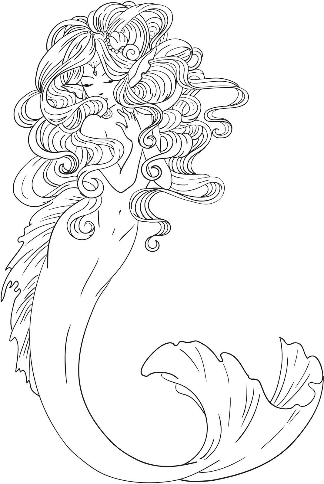 Detailed Mermaid Coloring Pages Realistic Mermaid Colouring Pages 2260 Realistic Mermaid Coloring