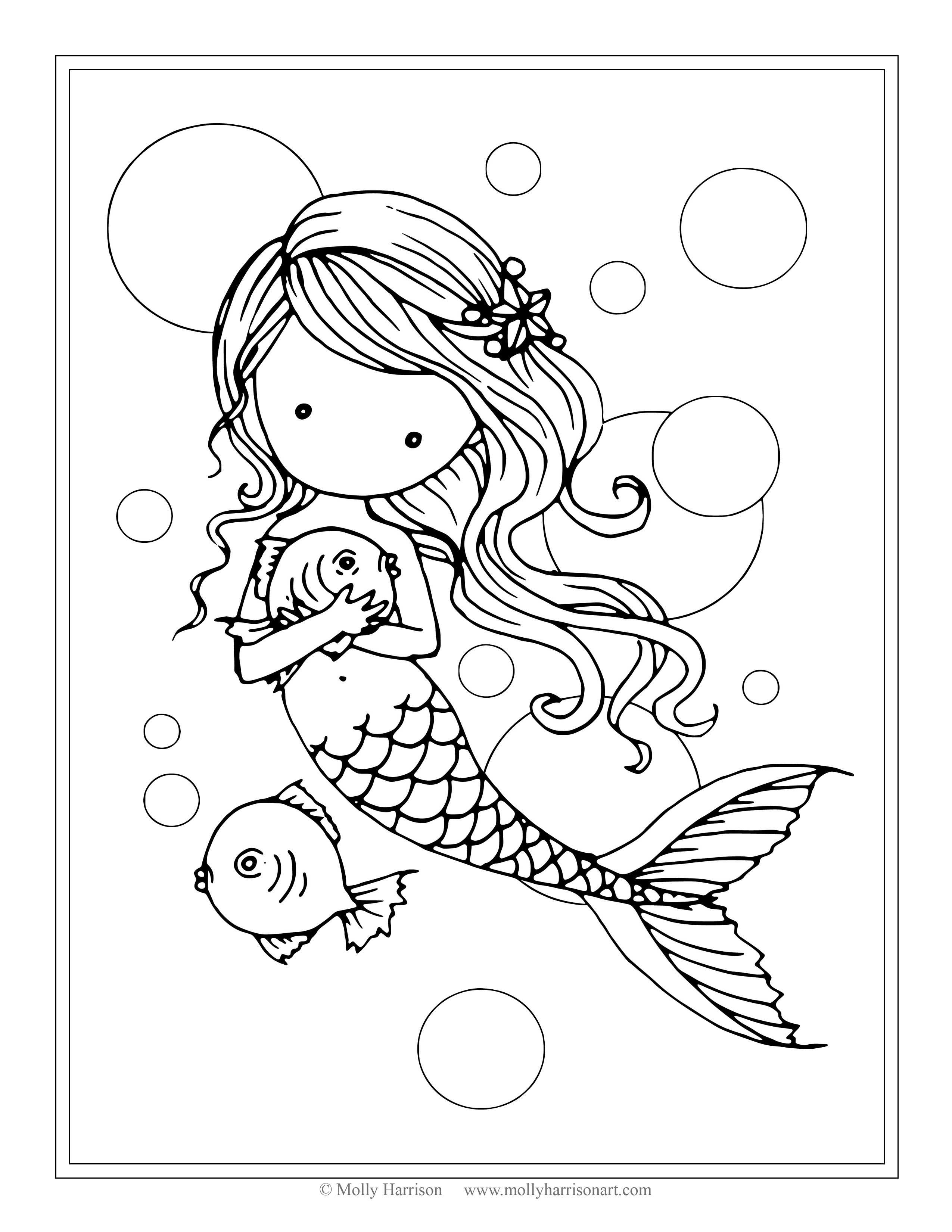 Detailed Mermaid Coloring Pages Realistic Mermaids Coloring Pages For Kids With Coloring Pages 52