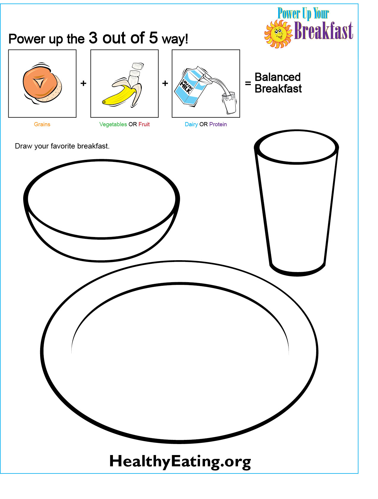 Dinner Plate Coloring Page Power Up Your Breakfast Coloring Sheet