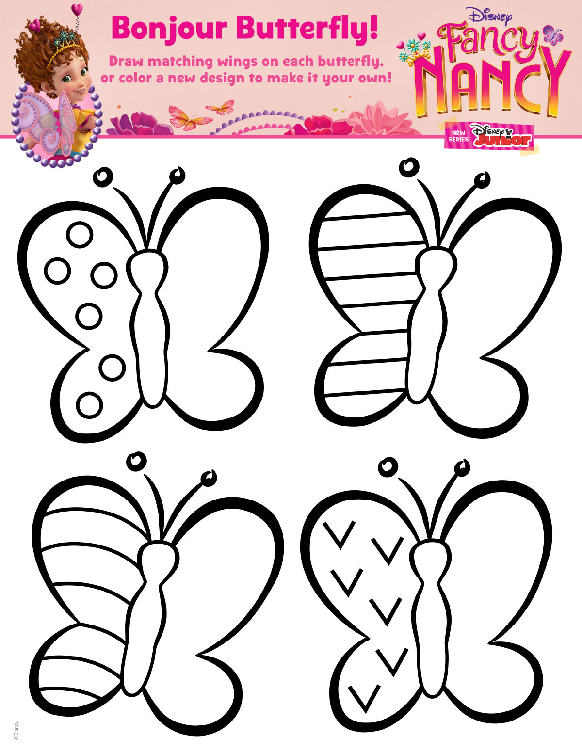 Disney.com Coloring Pages Fancy Nancy Butterfly Coloring Page Disney Family