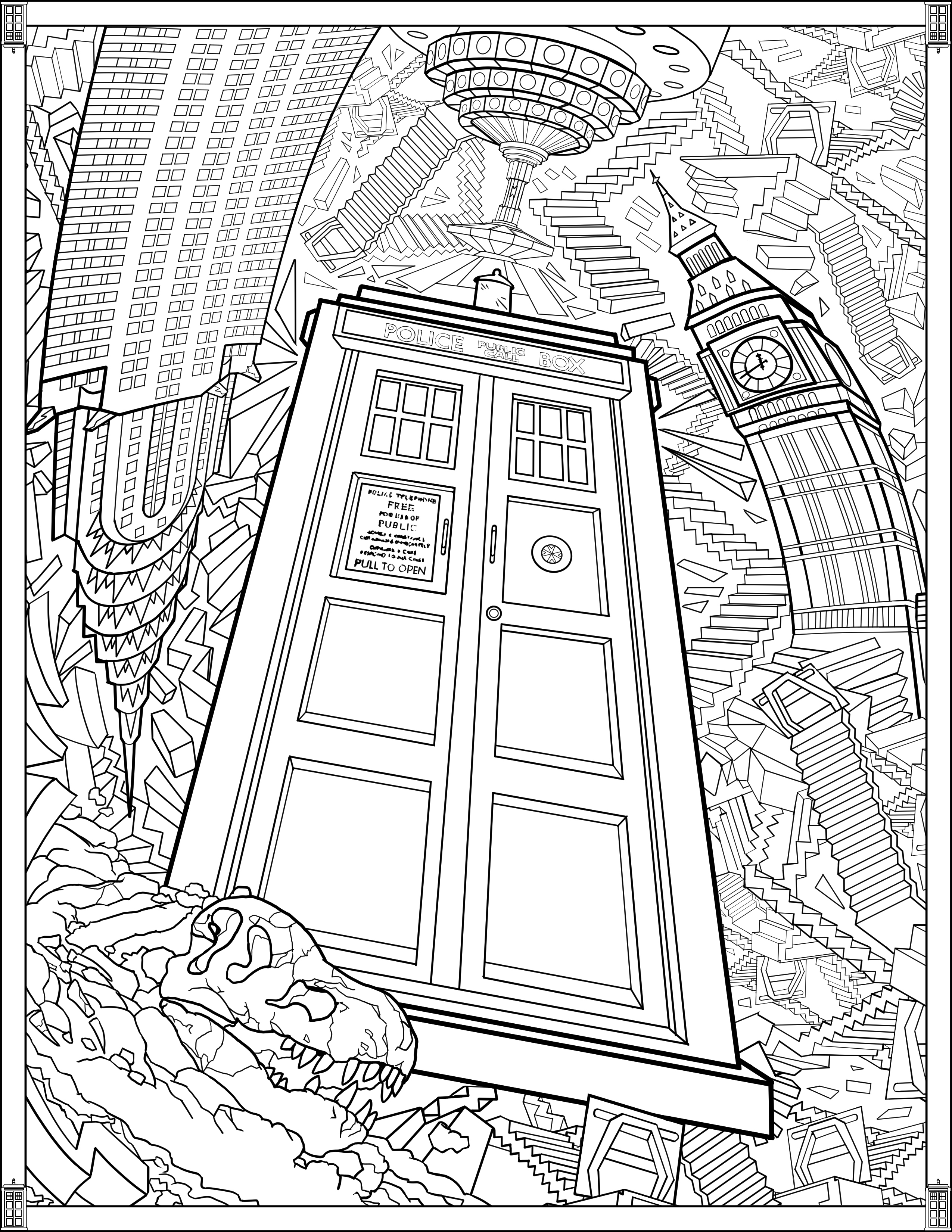Doctor Who Coloring Page Doctor Who Wibbly Wobbly Timey Wimey Coloring Pages Printables