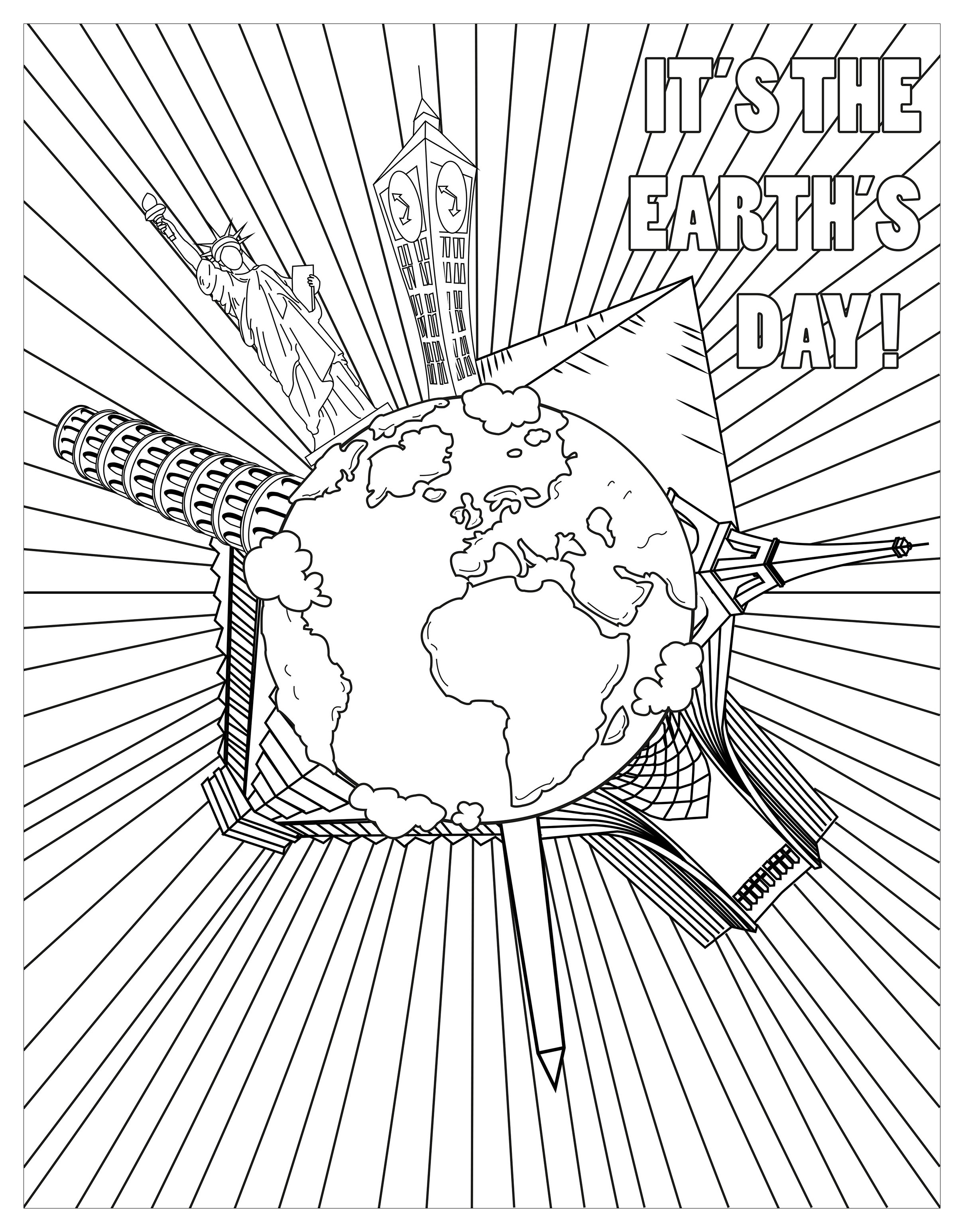 Earth Day Coloring Pages Earth Day Monuments Earth Day Adult Coloring Pages