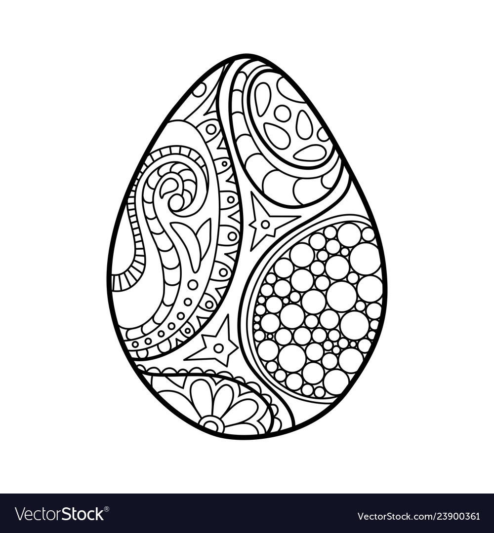 Easter Egg Coloring Page Easter Egg Coloring Page On White Background