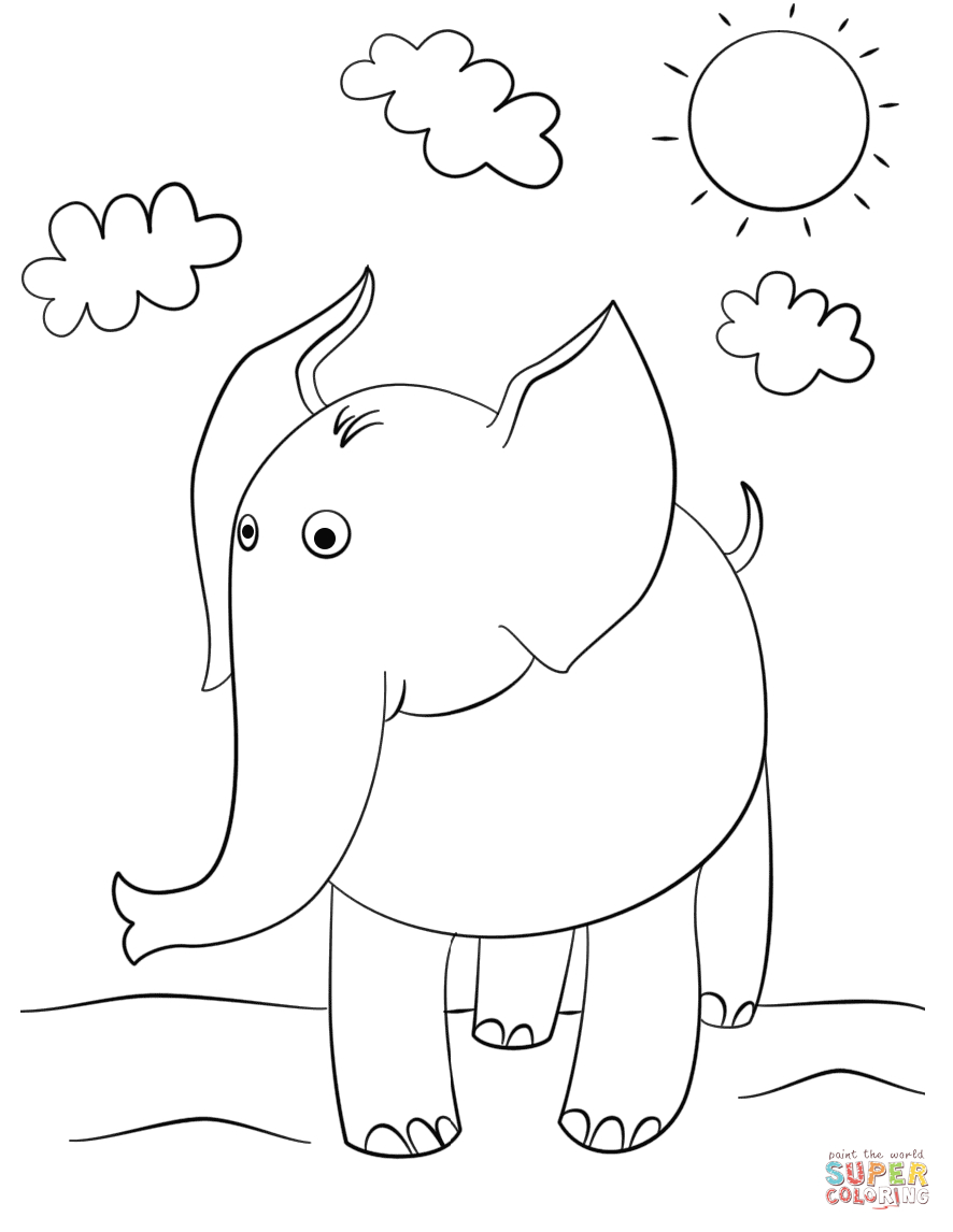 Elephant Coloring Pages For Preschool Cute Cartoon Elephant Coloring Page Free Printable Coloring Pages