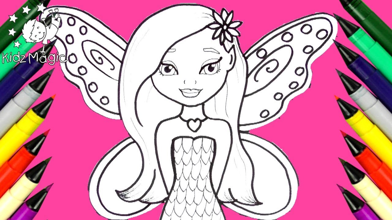 Fairy Queen Coloring Pages Drawing And Coloring A Fairy For Kids Learn To Color Coloring With Markers
