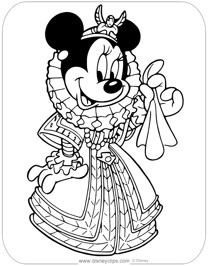 Fairy Queen Coloring Pages Minnie Mouse In Costume Coloring Pages Disneyclips
