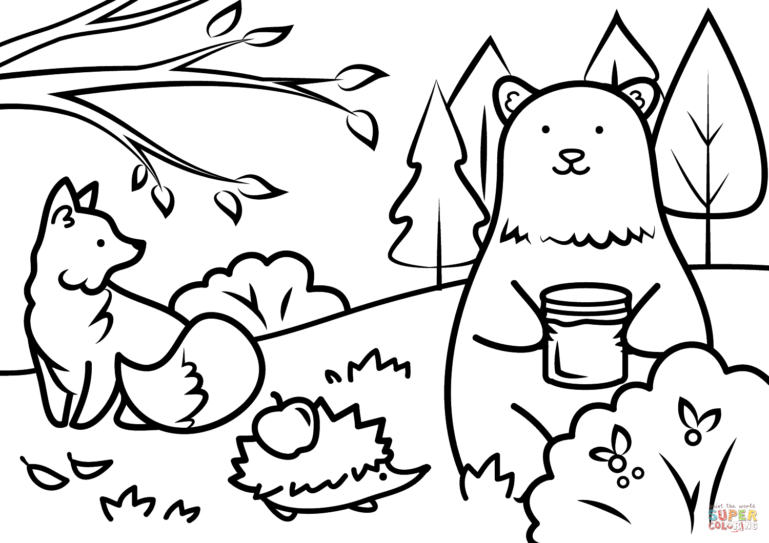 Fall Coloring Pages Free Autumn Animals Coloring Page Free Printable Coloring Pages