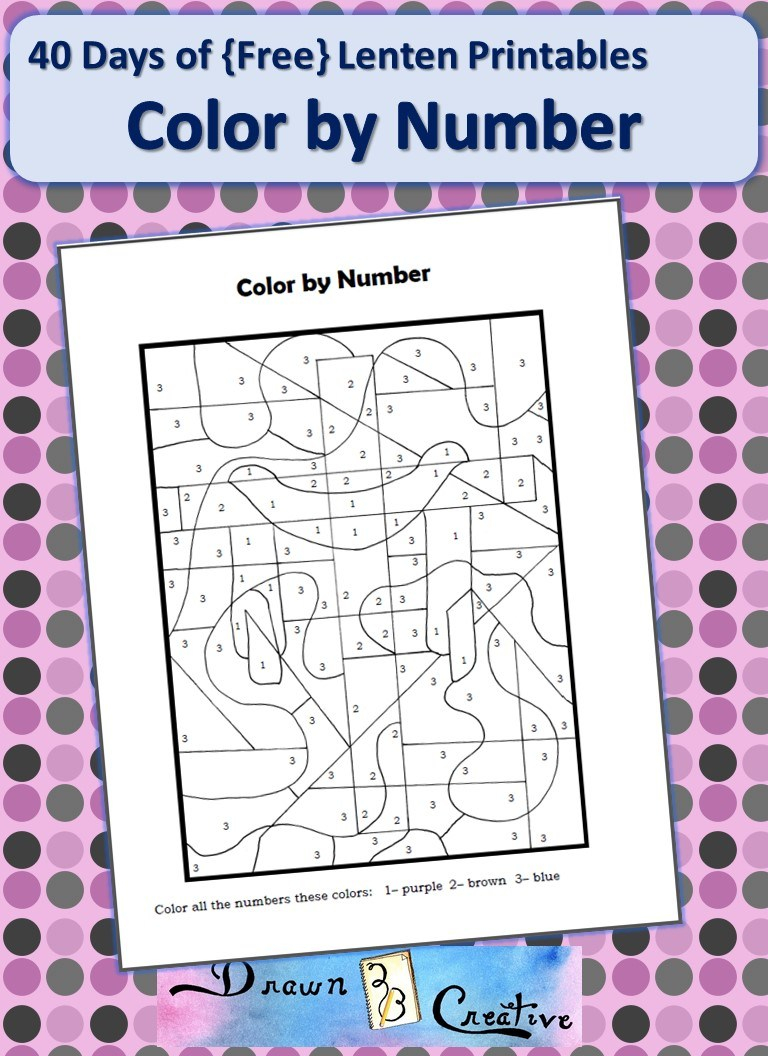 First Page Of The Color Purple 40 Days Of Free Lenten Printables Color Number Drawn2bcreative