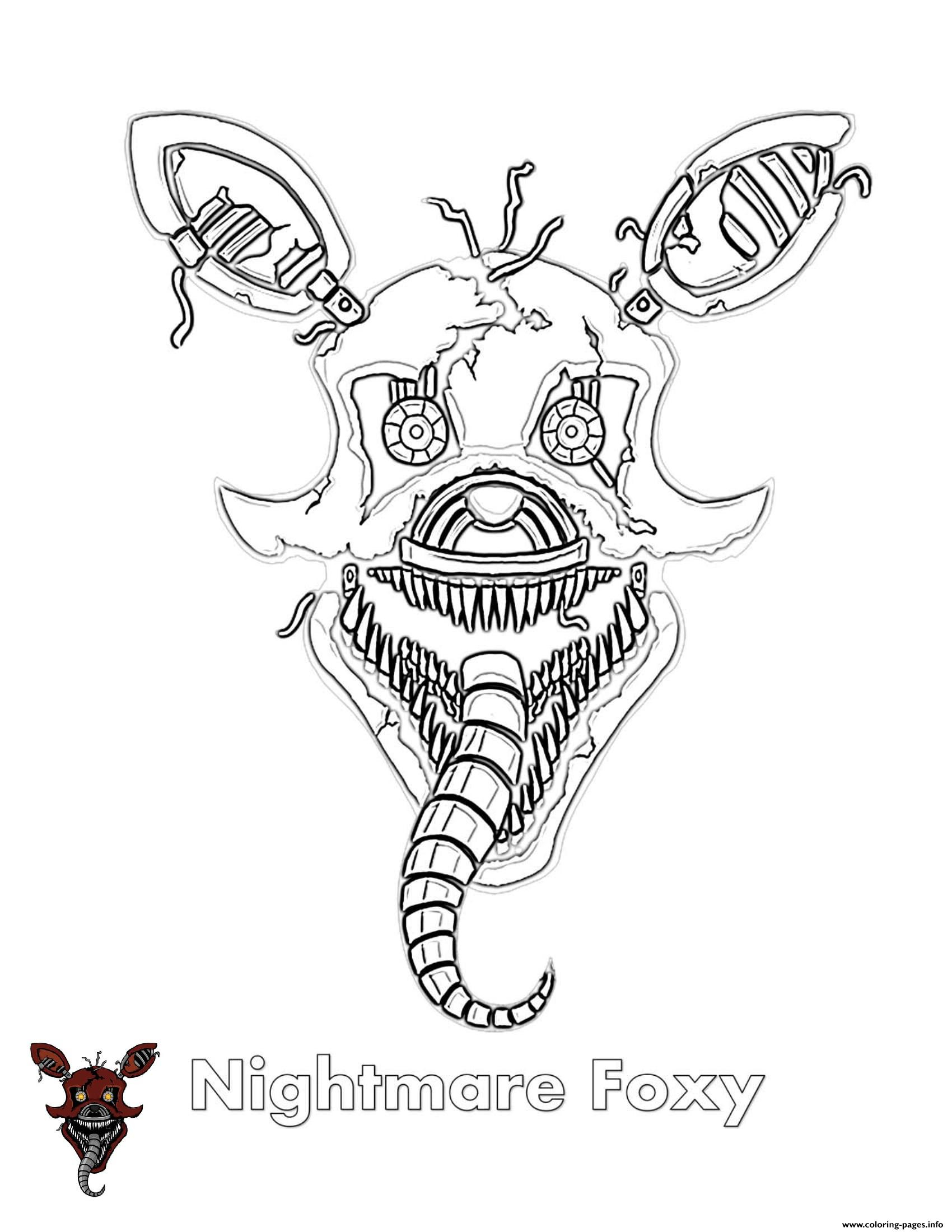 Five Nights At Freddy's Coloring Pages Foxy Nightmare Foxy Fnaf Coloring Pages Printable