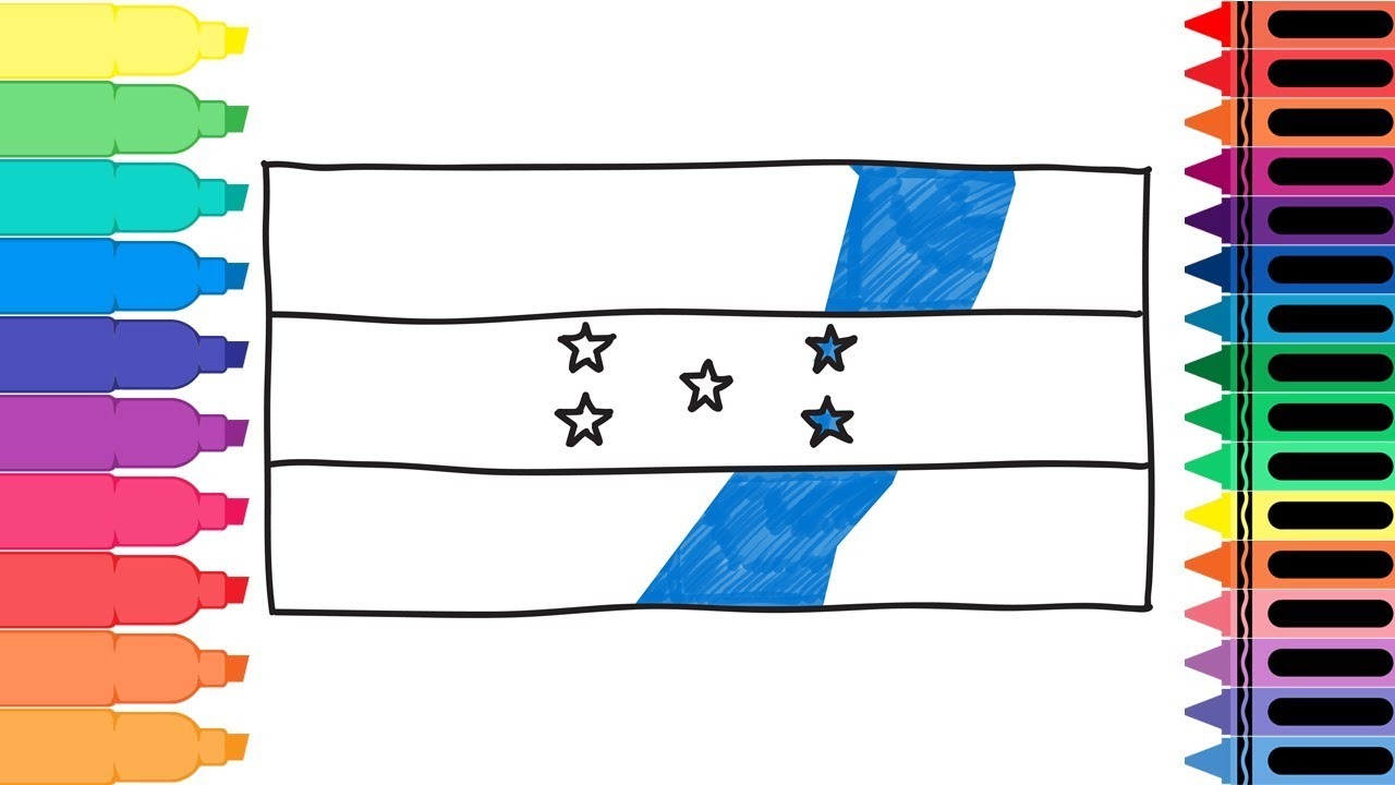 Flag Of Honduras Coloring Page How To Draw Honduras Flag Drawing The Honduran Flag Coloring Pages For Kids Tanimated Toys